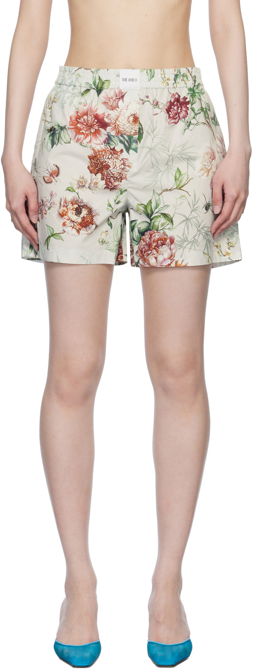 Boxare The Attico The Attico Floral Print Shorts Beige | 250WCQ00002 CCC053PR
