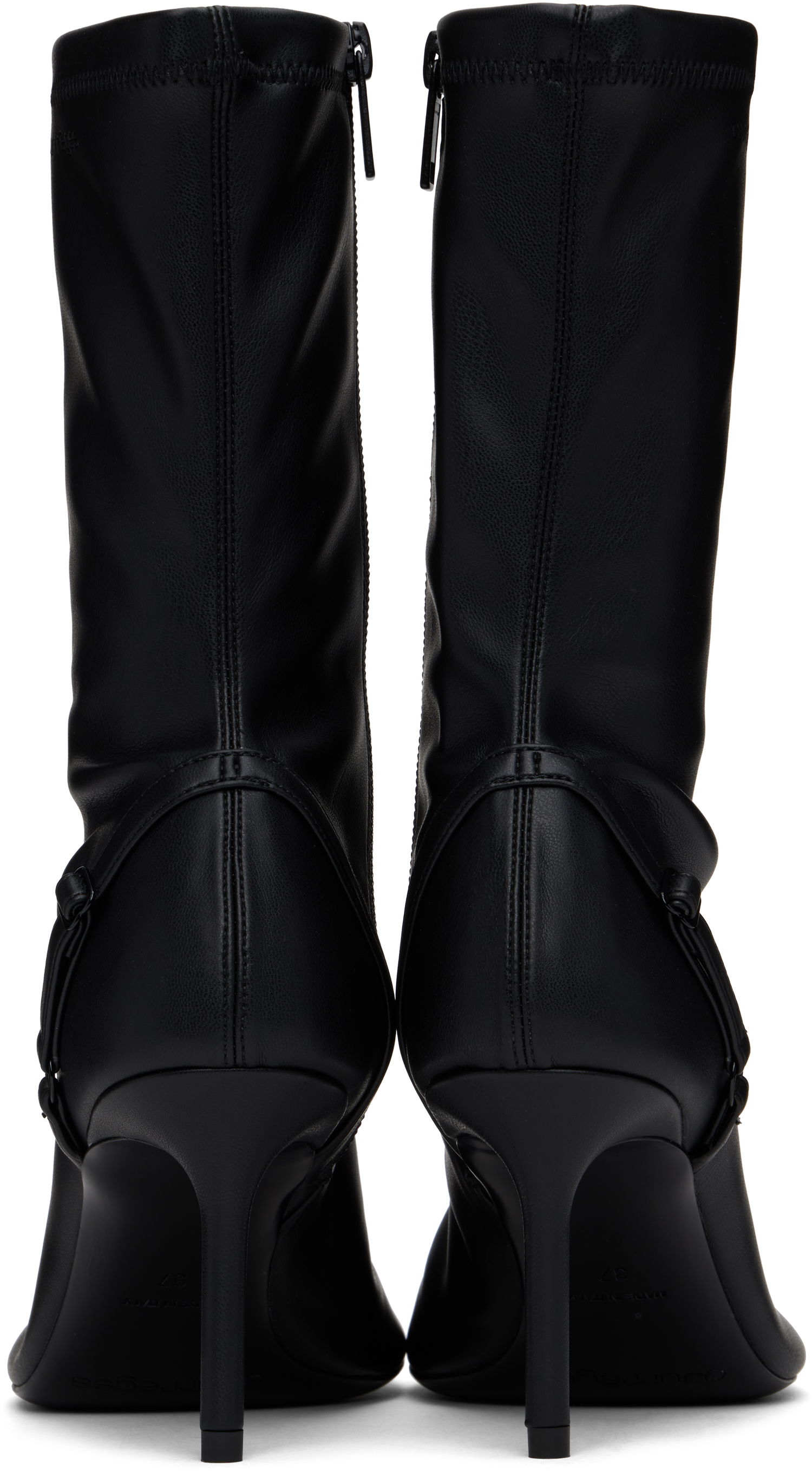 Sneakers och skor Courrèges Stretch Faux Leather Ankle Boots with Oblique Detail Svart | 424SAB030PL0128, 1