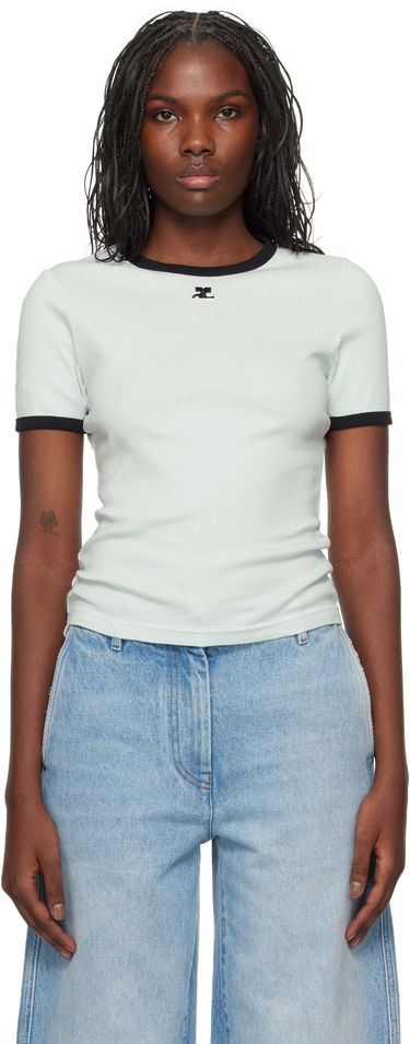 T-shirt Courrèges Signature Contrast T-Shirt Grön | 223JTS017JS0070, 0