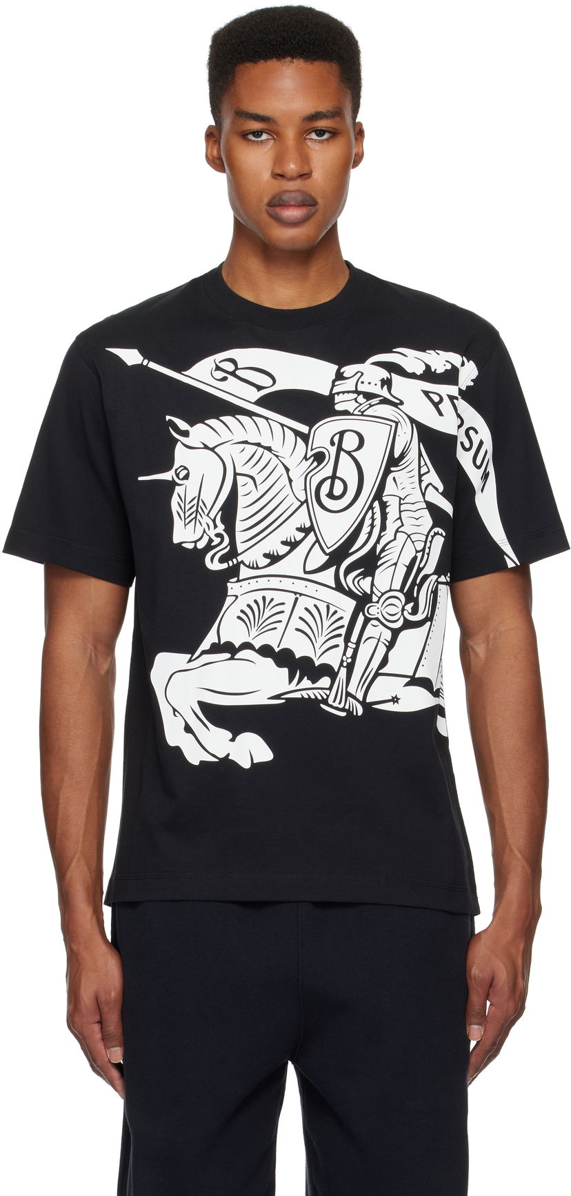 T-shirt Burberry Knight Graphic Cotton T-shirt Svart | 8095058