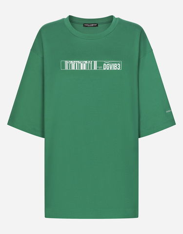 T-shirt Dolce & Gabbana Cotton Jersey T-shirt With Dgvib3 Print Grön | F8U94TG7K3DV0403, 2