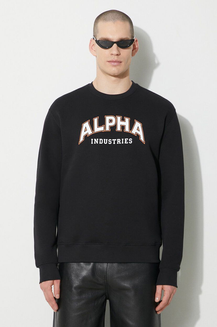 Sweatshirt Alpha Industries Alpha Industries College Print Sweatshirt Svart | 146301