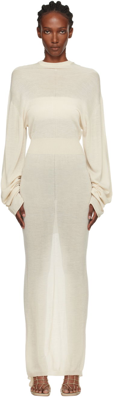 Klä Rick Owens Concordians Knit Hooded Maxi Dress Beige | RP02E4649 M, 0
