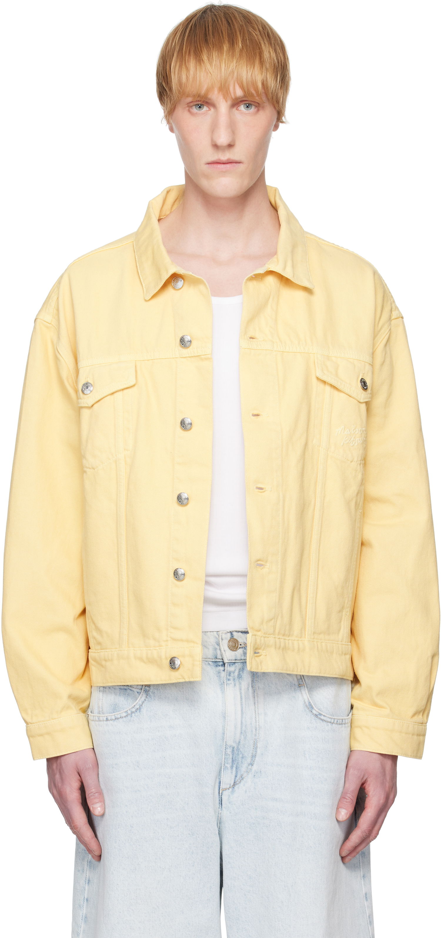 Jacka MAISON KITSUNÉ Maison Kitsuné Trucker Denim Jacket Gul | OM02103WD4012, 0