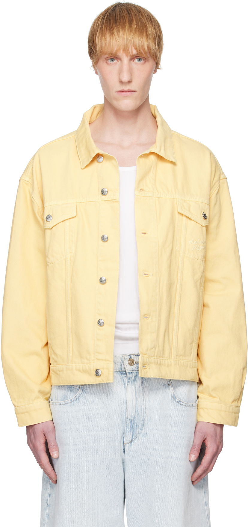 Jacka MAISON KITSUNÉ Maison Kitsuné Trucker Denim Jacket Gul | OM02103WD4012