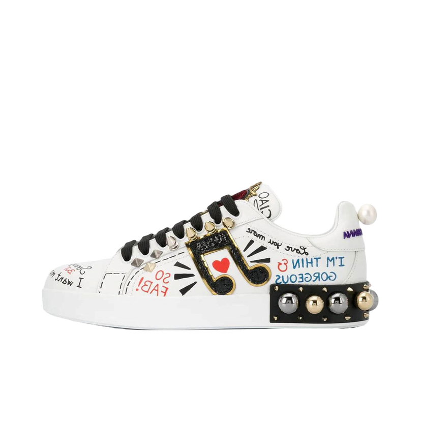 Sneakers och skor Dolce & Gabbana Portofino Applique White Music Note W Flerfärgad | CK0151AH0768S534