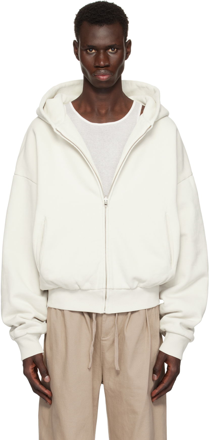 Sweatshirt Entire Studios Entire Studios Thermal Zip-Up Hoodie Vit | ES2488RI