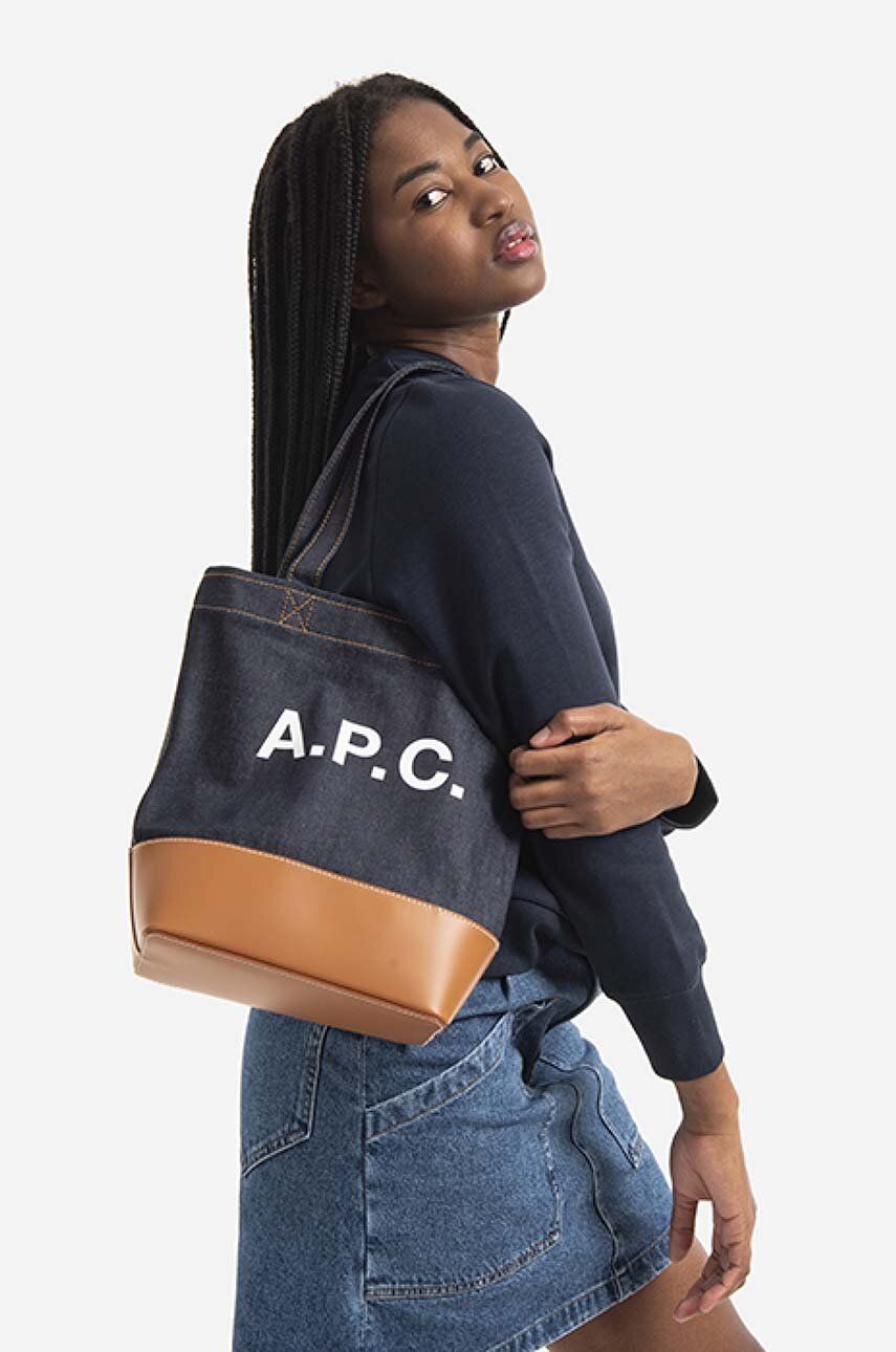Ryggsäckar och väskor A.P.C. Navy & Tan Small Axel Tote Svart | CODDP-M61568, 1