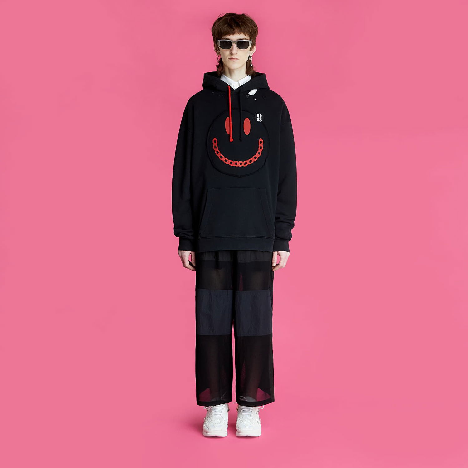 Sweatshirt RAF SIMONS Regular Fit Hoodie With Print Destroy Washed Svart | 224-164-19003-0099, 1