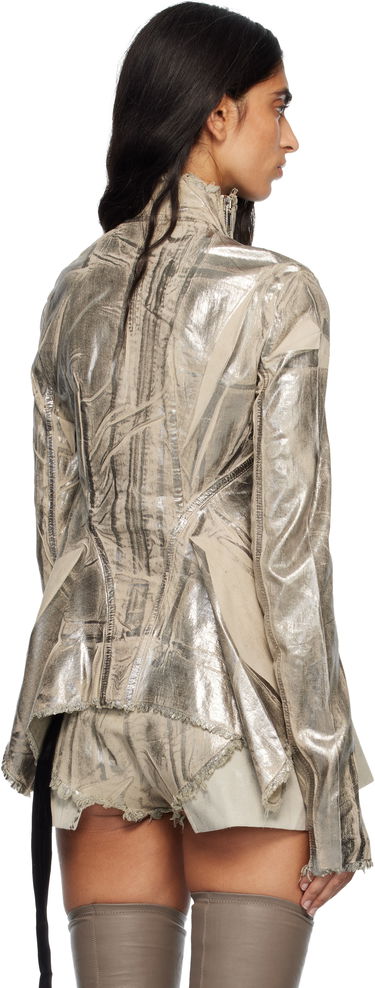Jacka Rick Owens Concordians Naska Gary Metallic Crinkled Denim Jacket Metallisk | DS02E7703 SDPF, 2