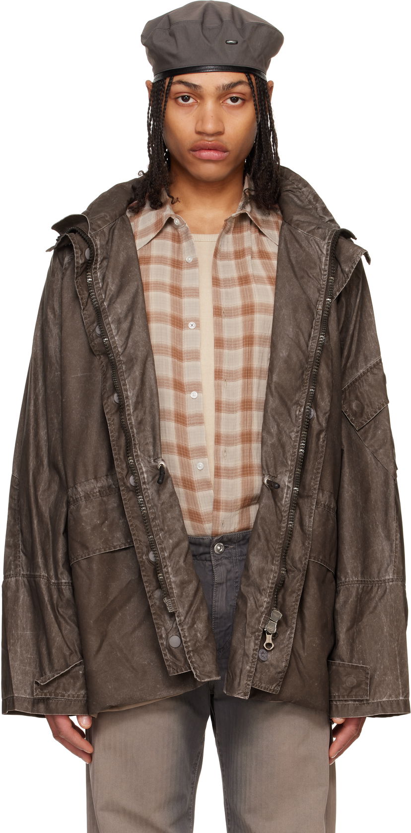 Parkas OUR LEGACY Our Legacy Horizon Hooded Waxed Cotton Jacket Grå | M2251HAB