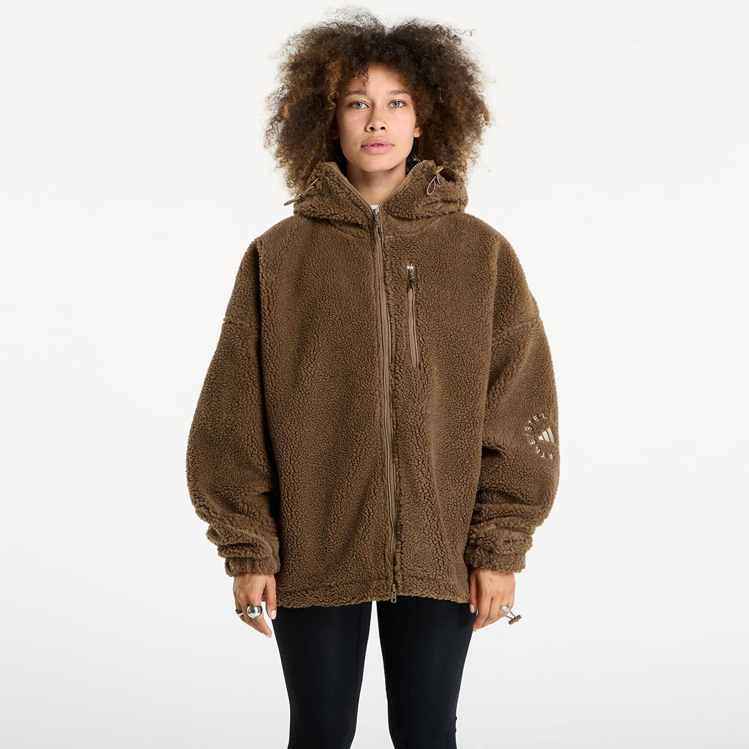 Sweatshirt adidas Performance Fleece Full-Zip Hoodie by Stella McCartney Brun | KA0646, 1