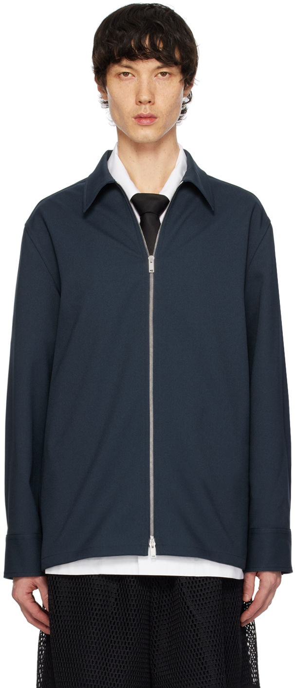 Skjorta Jil Sander Zip Shirt Mörkblå | J22DL0178_J70001