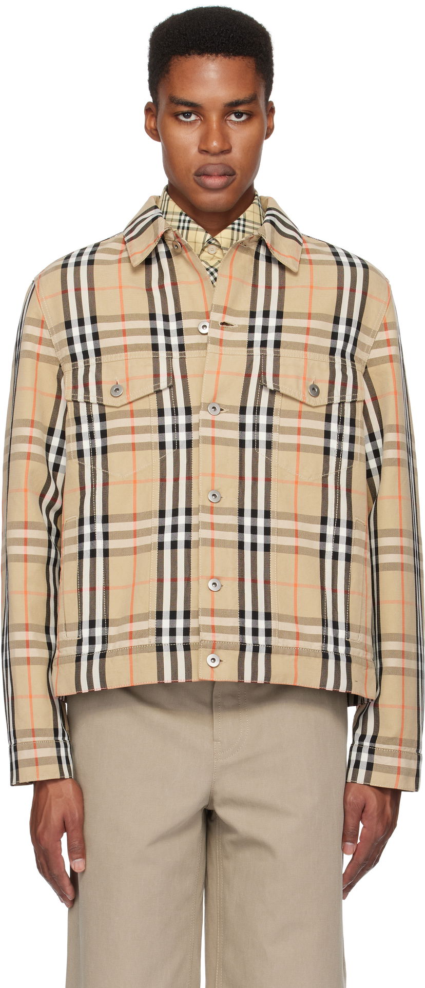 Jacka Burberry Check Cotton Jacket Beige | 8097582