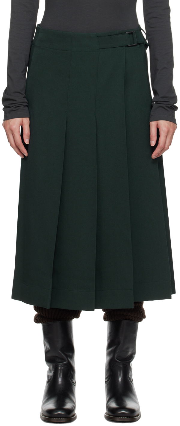 Kjol LEMAIRE Lemaire Pleated Wrap Midi Skirt Grön | SK1016 LF1123