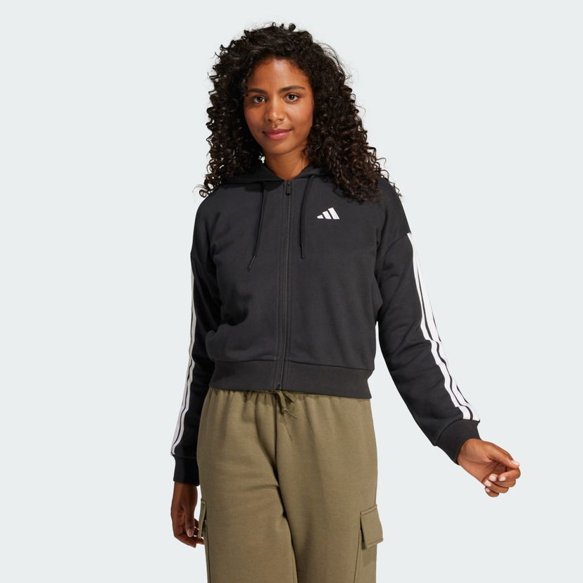 Sweatshirt adidas Performance Cropped Full-Zip Hoodie Svart | JE0052