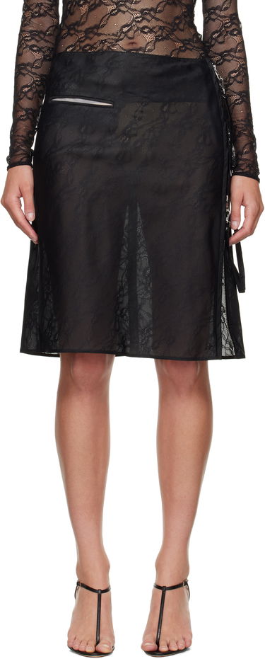 Kjol Courrèges Courrèges Zipped Lace Midi Skirt Svart | 325CJU306PA0135, 0
