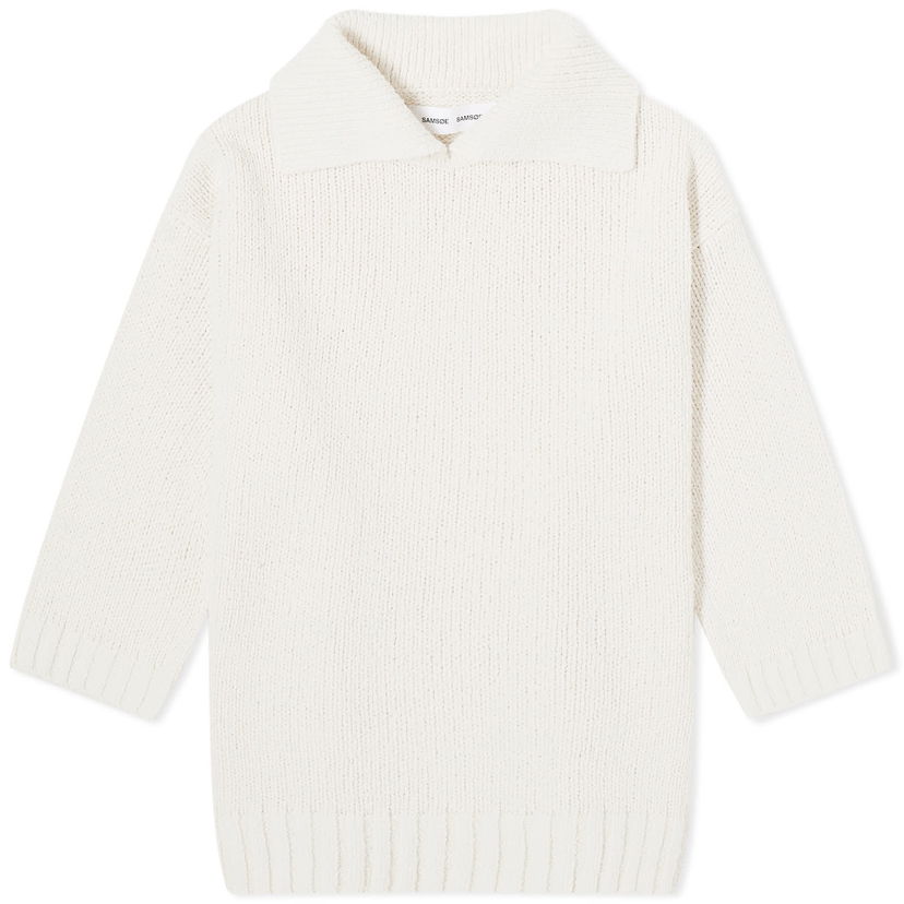Sweater Samsoe Samsoe Samsøe Samsøe Salou Knitted Polo Shirt Vit | F24100057-F24100057