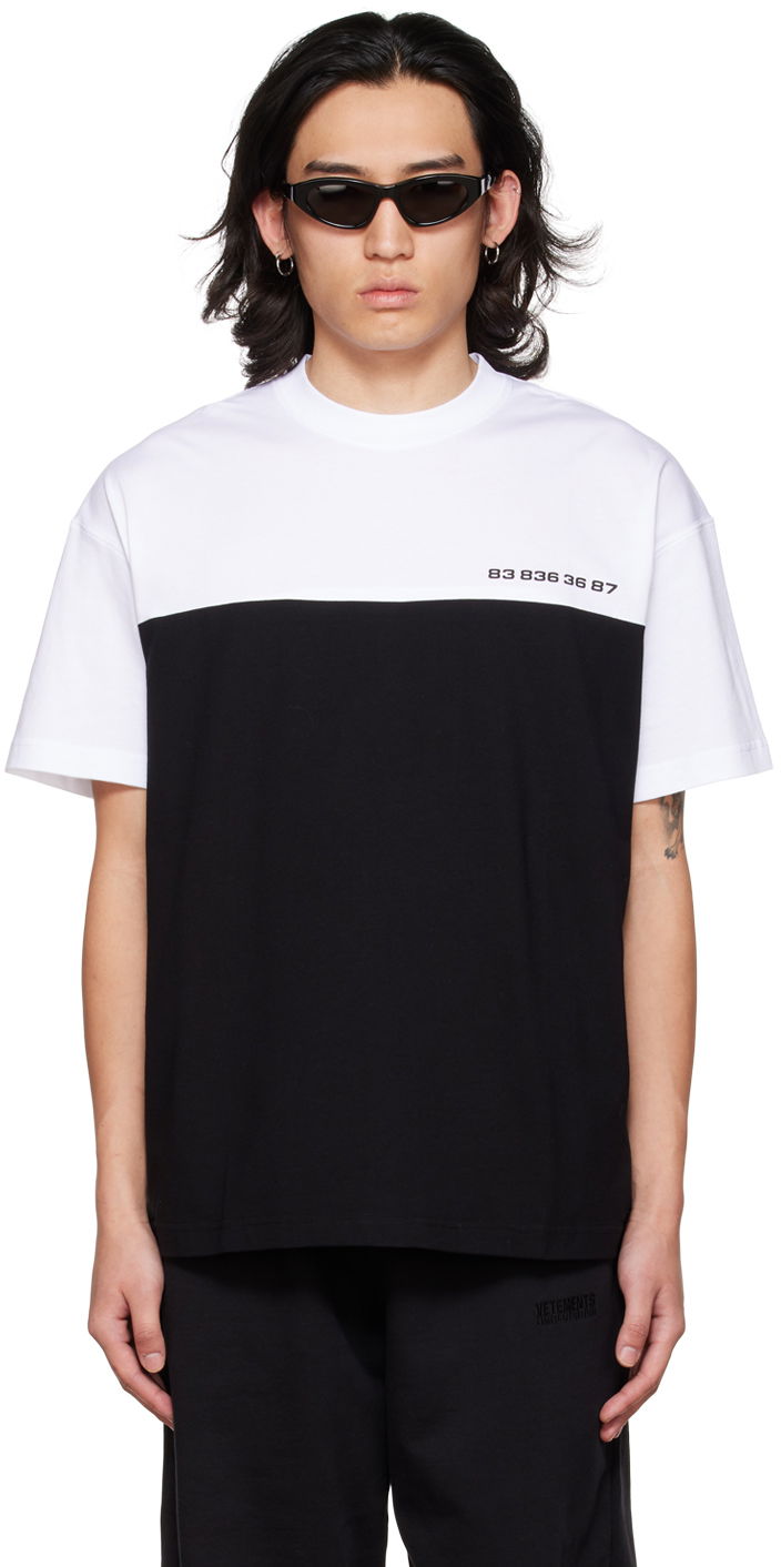 T-shirt VETEMENTS Numbered Color Block T-Shirt Svart | VL14TR360B