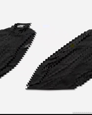 Skjorta Stone Island Panama Cotton OLD Effect Overshirt Svart | K2S15-1200025-S0184 V0129, 1