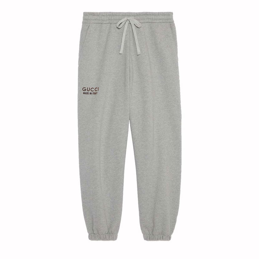 Träningsbyxor Gucci Cotton Sweatpant with Print Grey Grå | 768455 XJF3Y 1230