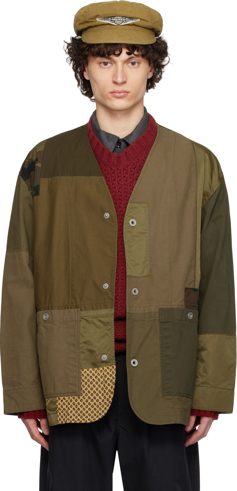 Vindjacka Comme des Garçons Homme Multi Fabric Mix Jacket Grön | HO-J017-051