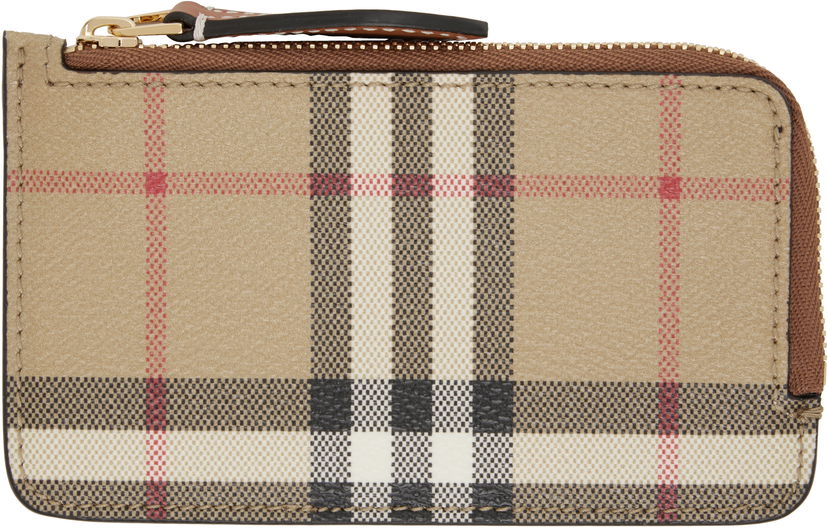 Plånbok Burberry Burberry Check Zip Card Holder Beige | 8109804