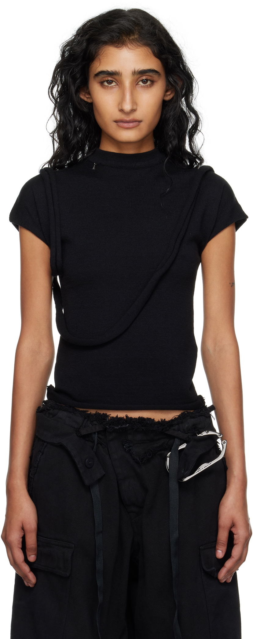 T-shirt Ottolinger Ottolinger Deconstructed Knit T-shirt Svart | 107-106107-01