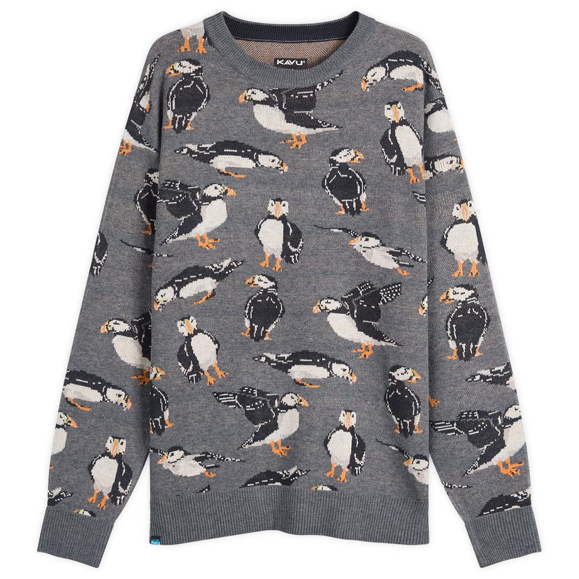 Sweater KAVU Highline Knitted Jumper with Puffin Print Grå | 5134-2663