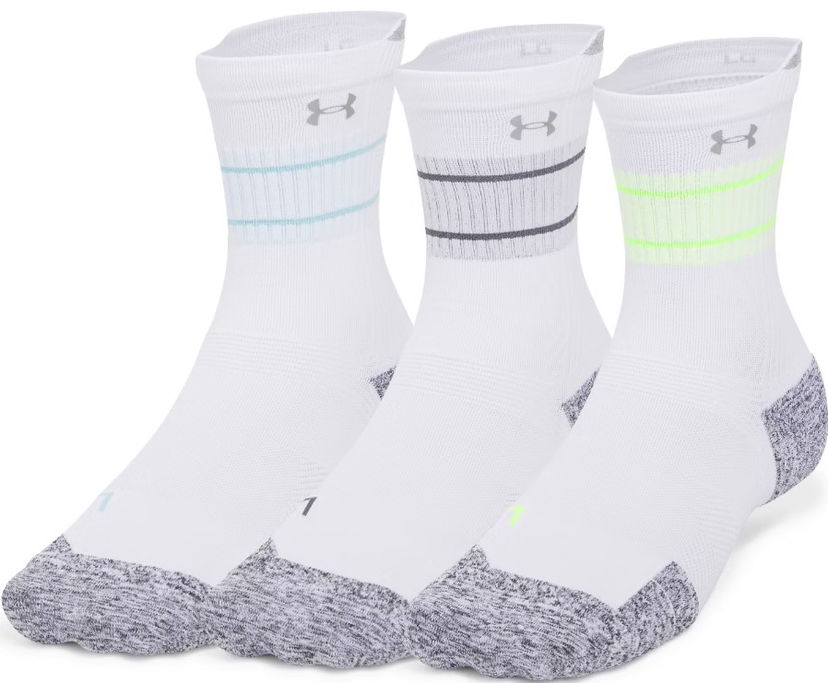 Strumpor Under Armour UA AD Run Cushion Crew Socks 3-Pack Vit | 1387043-102