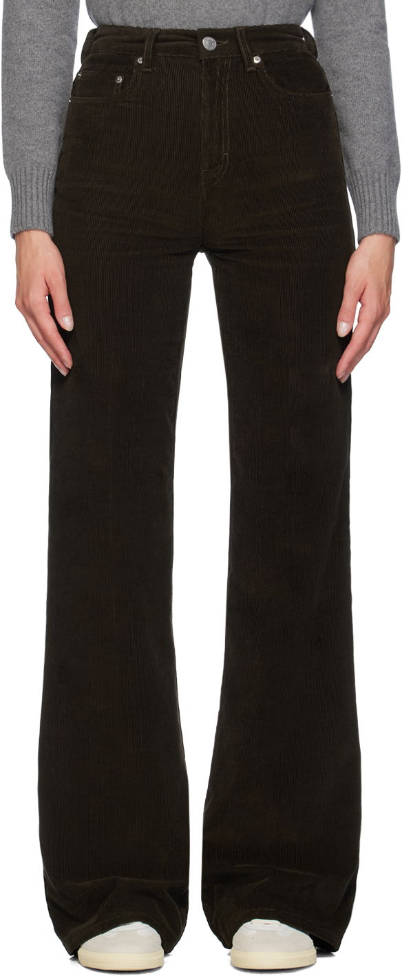Byxor AMI Paris Brown Flared Trousers Svart | FTR420.CO0089
