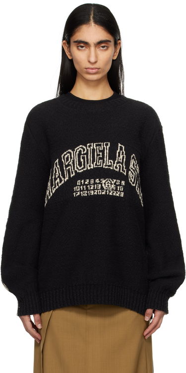 Sweater Maison Margiela MM6 Maison Margiela Varsity Jacquard Sweater Svart | SH0HL0025 M13084, 0