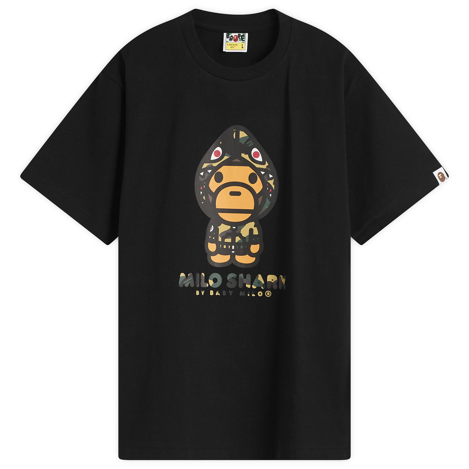 T-shirt BAPE 1st Camo Milo Shark T-Shirt Svart | 002TEL801004M-BYE, 1