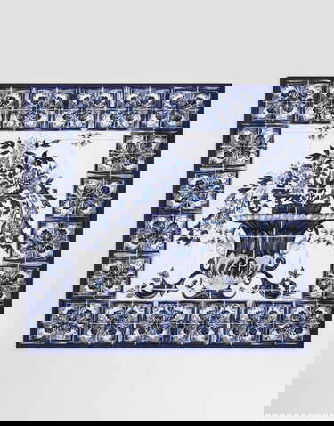 Halsduk Dolce & Gabbana Dolce & Gabbana Majolica-Print Silk Twill Square Scarf Blå | IF037WGDDHCHA3OA, 2