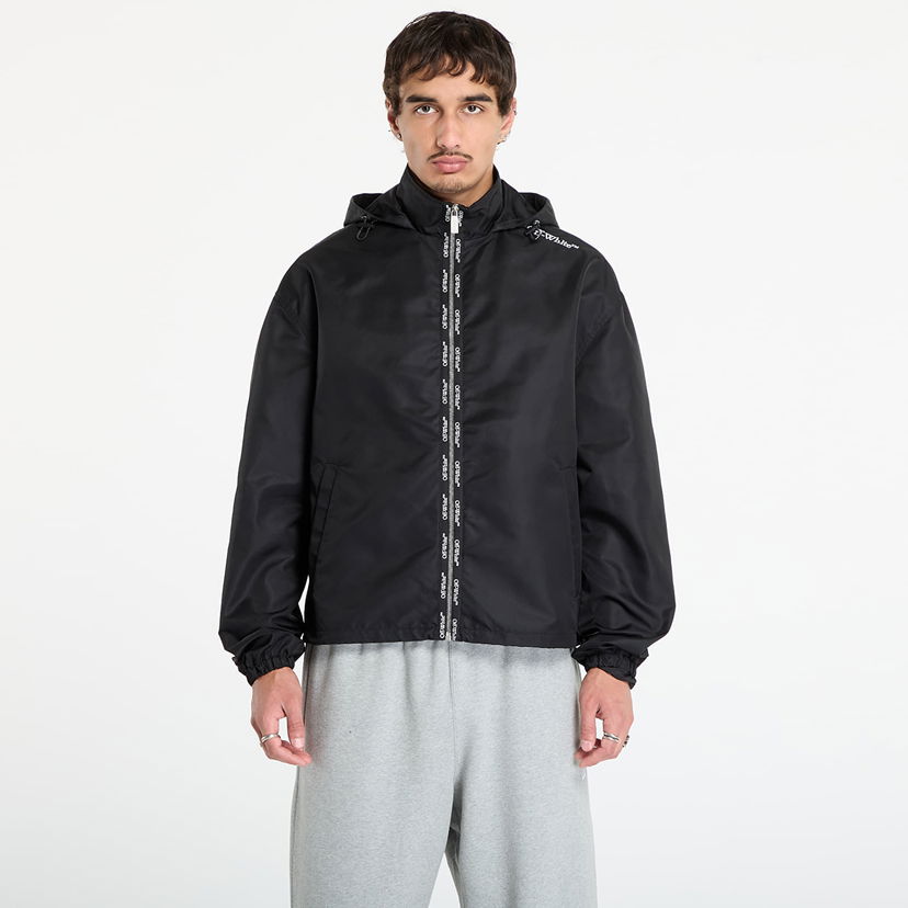 Vindjacka Off-White Off-White Bookish Nylon Windbreaker Svart | OMEB04FF25FAB0011001