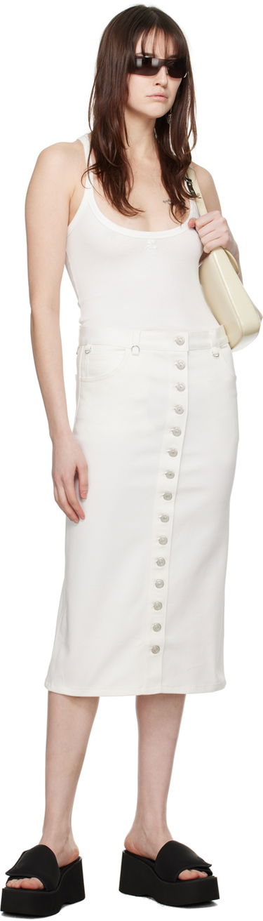 Kjol Courrèges Courrèges Multiflex Denim Button-Front Skirt Vit | 124DJU155DE0022, 3