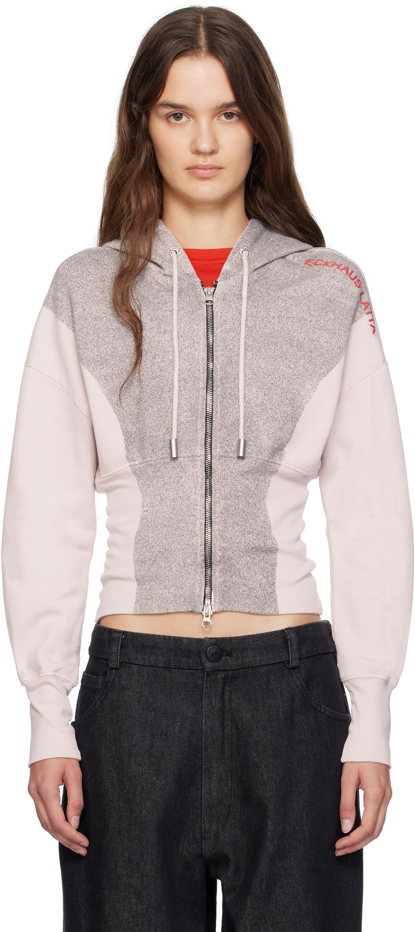 Sweatshirt Eckhaus Latta Eckhaus Latta Snatched Zip-Up Hoodie Rosa | 4000-EL-PF25-P -