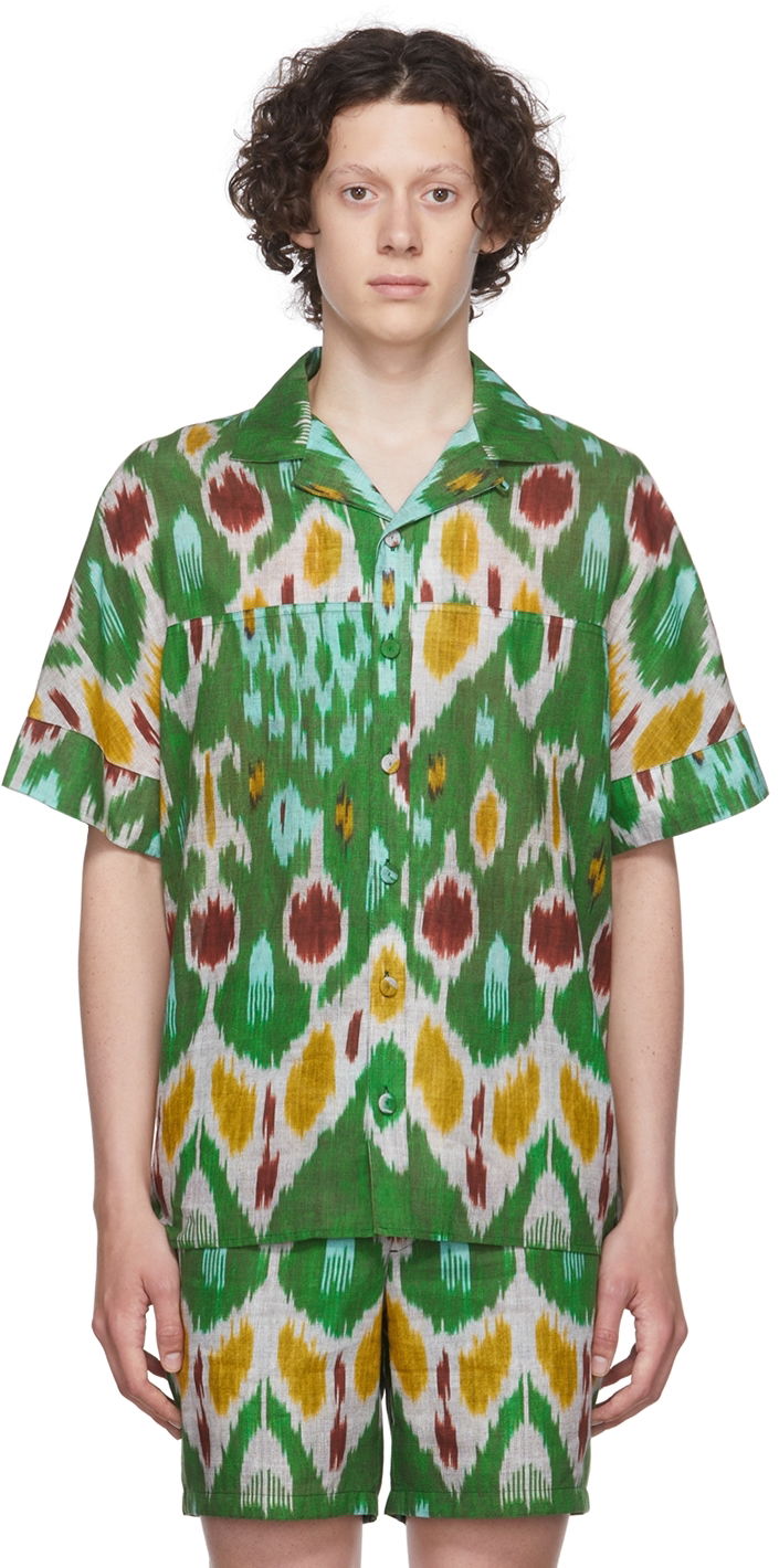 Skjorta Erdem Erdem Philip Ikat Print Resort Shirt Grön | MV22_503MIGCL PHILIP SHIRT