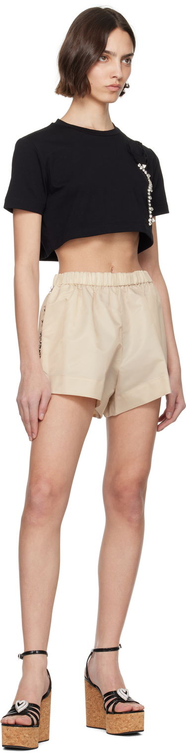 T-shirt Area AREA Crystal Rosette Cropped T-Shirt Svart | SS25AWTS0028FA02, 3