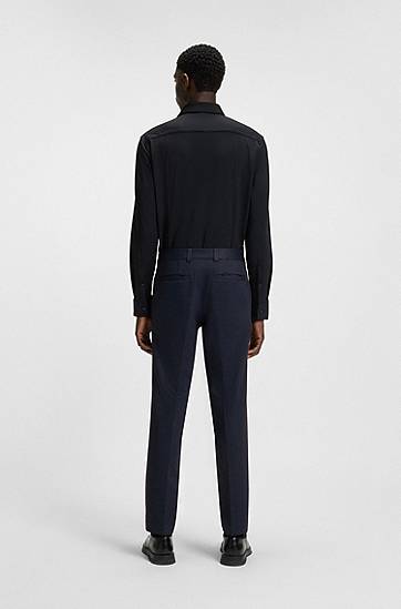 Byxor BOSS Extra Slim Fit Micro-Print Stretch Jersey Trousers Mörkblå | 50544601, 1