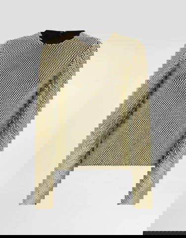 T-shirt Dolce & Gabbana Long-sleeved Crystal Mesh Top Grön | F7AK6ZFLSK3S0997, 0