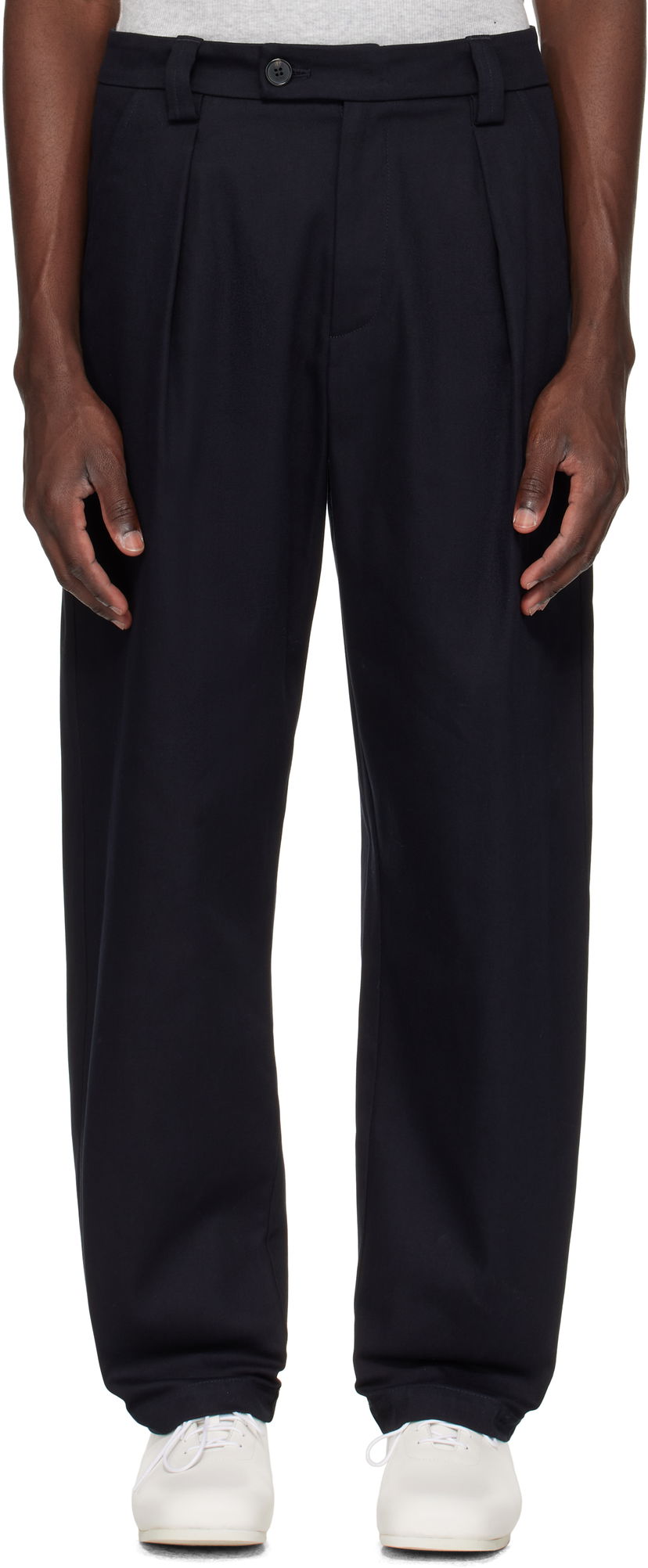 Byxor A.P.C. A.P.C. Renato Pleated Trousers Mörkblå | COFCO-H08428