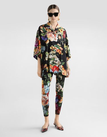 Byxor Dolce & Gabbana Dolce & Gabbana Charmeuse Flower Bouquet-Print Pants Svart | FTCQ4TFSA7WHN5PC, 1