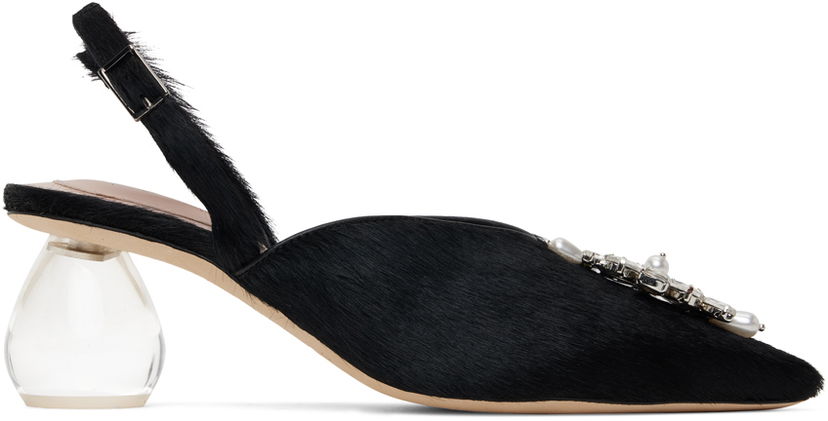 Sneakers och skor Simone Rocha Simone Rocha Pointed Slingback Heels with Crystal Embellishment Svart | LH14B 0794