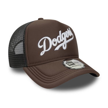 Keps New Era MLB Foam Script 9FORTY Trucker LA Dodgers Adjustable Hat Brun | 60691183, 2