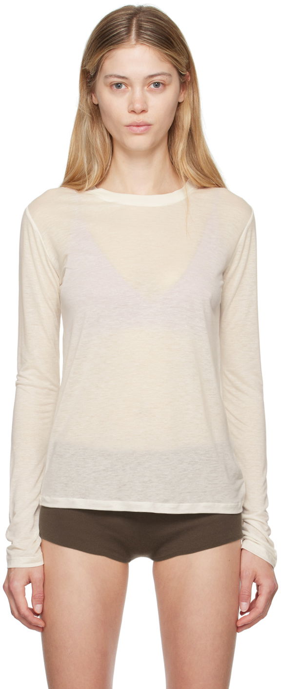 T-shirt Baserange Off-White Bamboo Lyocell Long Sleeve T-Shirt Beige | TOLS-BL-000