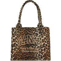Tygpåse GANNI Leopard Print Easy Shopper Tote Bag Brun | A5807-943, 1