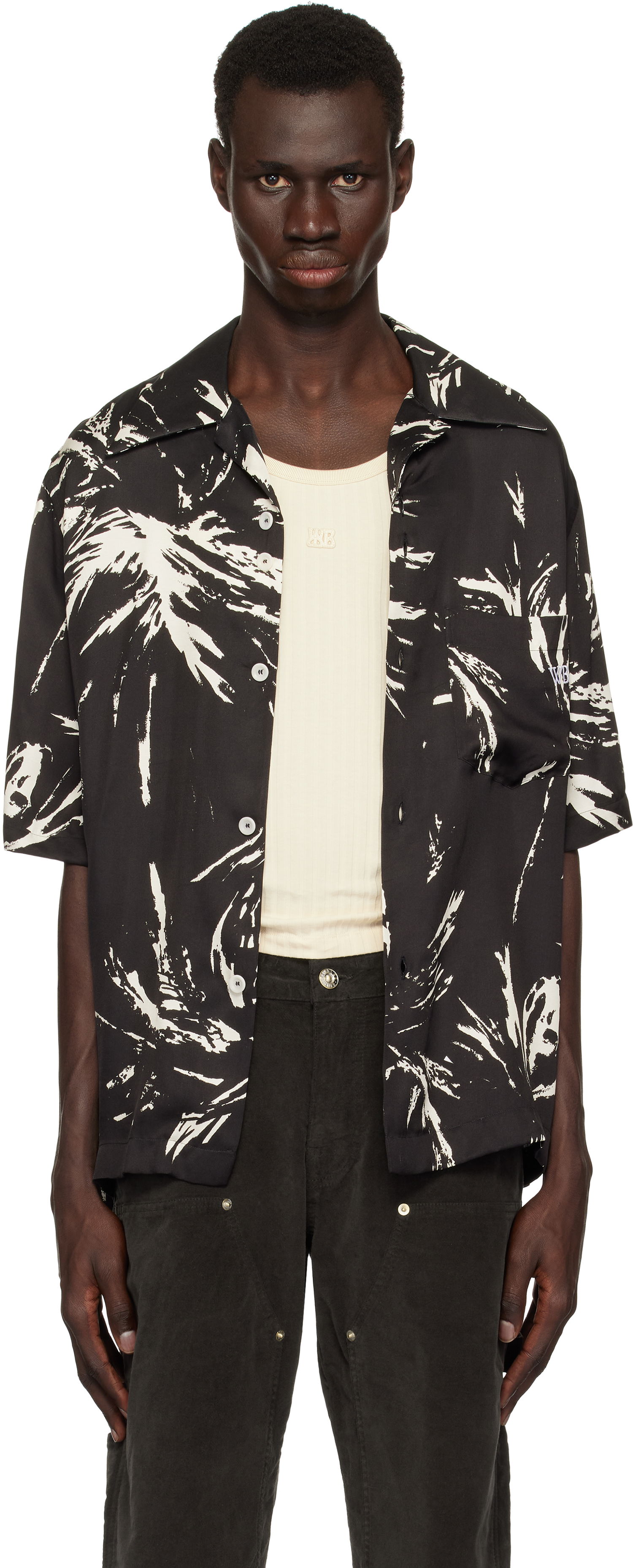 Skjorta Wales Bonner Wales Bonner Highlife Bowling Shirt Svart | MS25SH08-VI05-9900 PRINT VISCOSE, 0