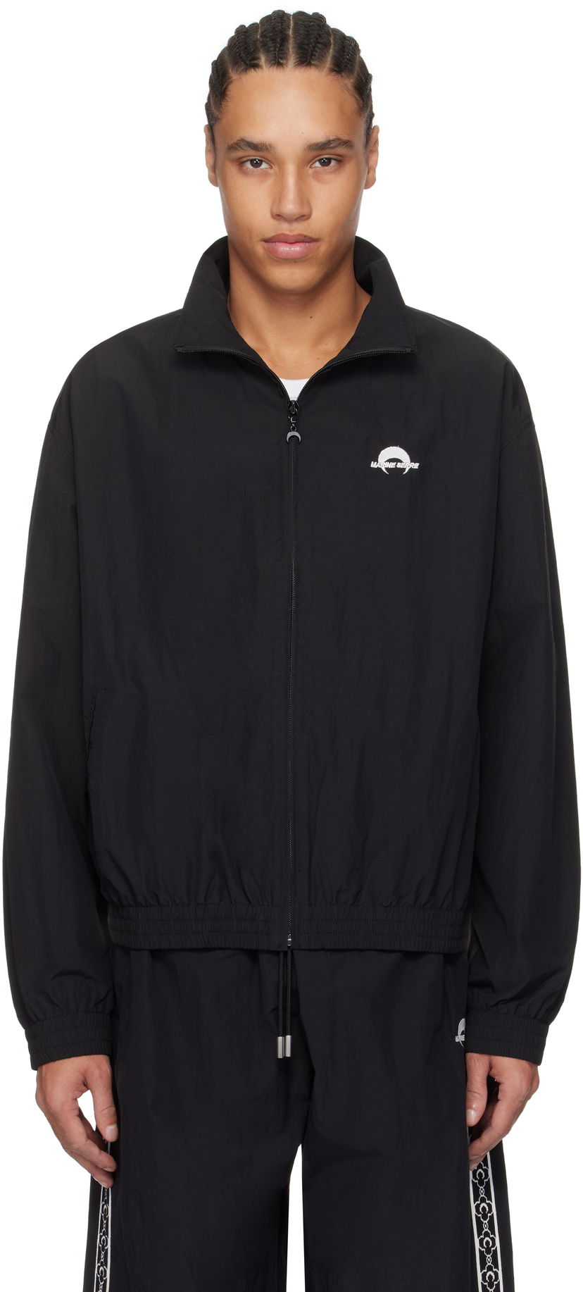 Vindjacka Marine Serre Marine Serre Recycled Nylon Track Jacket Svart | UJA053B CWOV0041