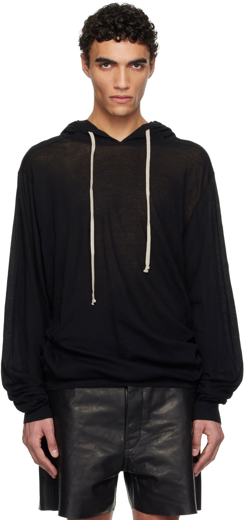 Sweatshirt Rick Owens Rick Owens Hollywood Unstable Cotton Hoodie Svart | RU01E5282 UC
